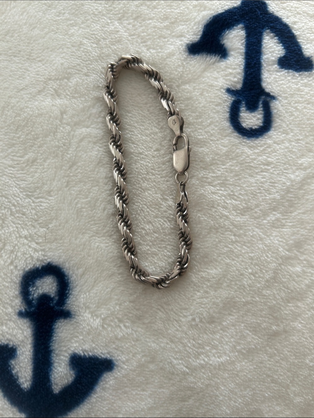 Men's Silver Rope Chain Bracelet with Lobster Clasp